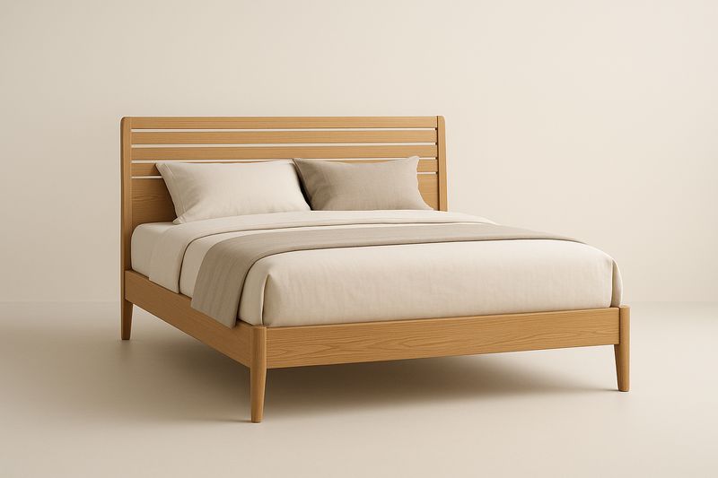 Lit double en bois chêne