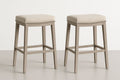 Tabourets de bar en bois et tissu Beige Lot de 2