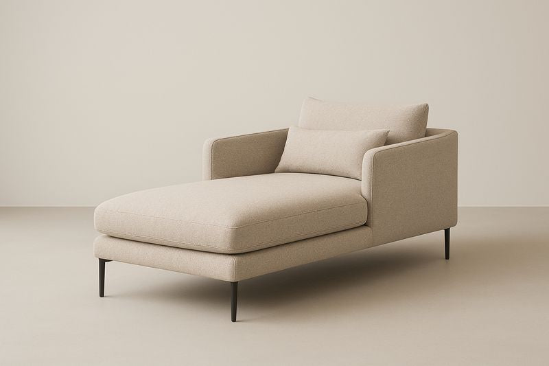 Chaise Longue en Lin Beige avec Pieds en Métal