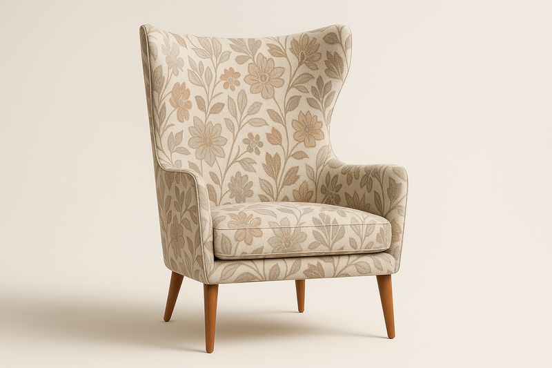 Fauteuil en Tissu avec Motifs Floraux Beige 100x85x75 cm