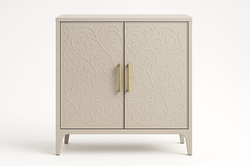 Buffet rectangulaire MDF avec motif ornemental beige 80 cm