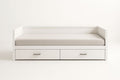 Lit canapé en bois blanc avec matelas en mousse et tiroirs 200x90 cm