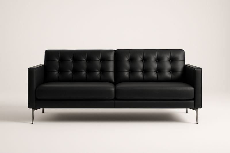 Canapé 3 places cuir synthétique noir avec pieds en métal