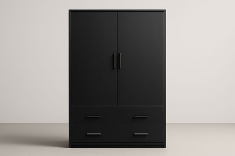 Armoire MDF noir avec tiroirs 180x120x50 cm