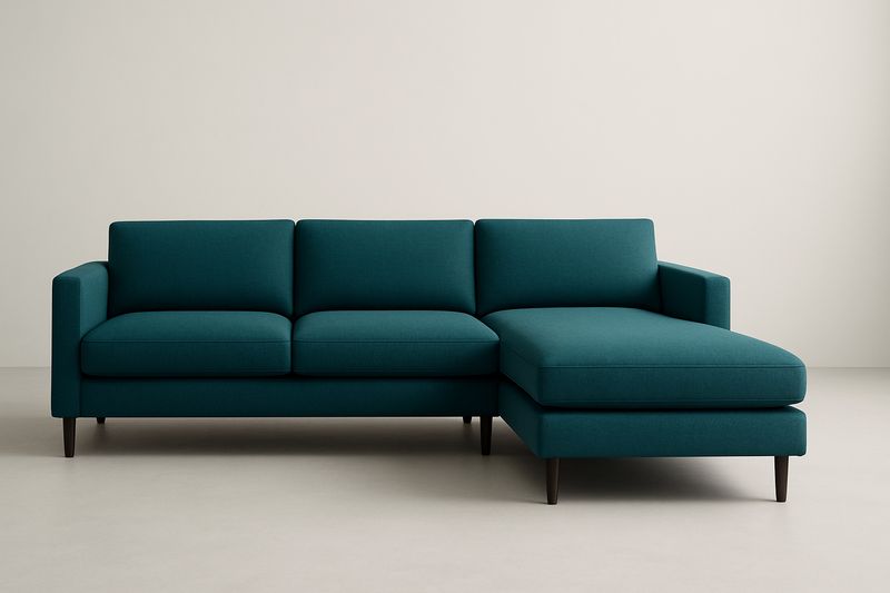 Canapé d'angle en tissu polyester Bleu Pétrole