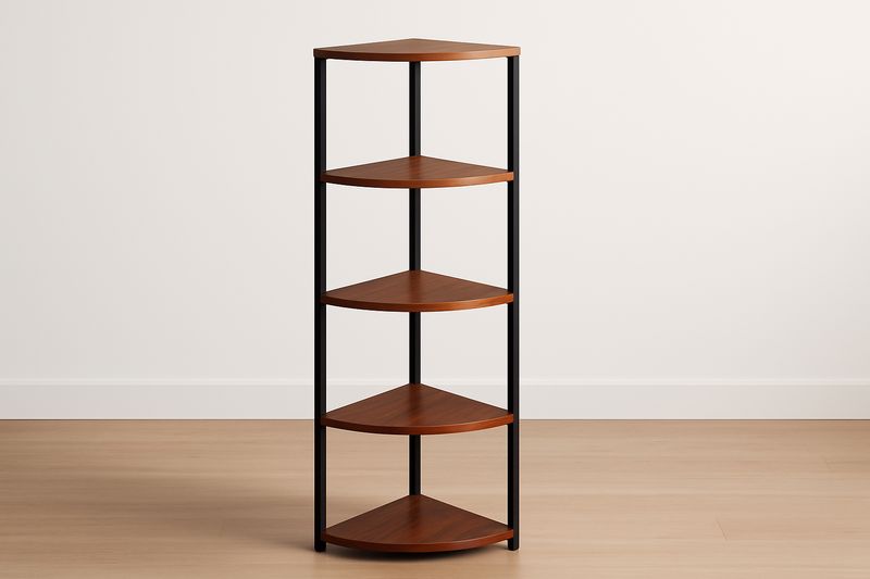 Etagère d'angle en MDF et métal noir 5 niveaux