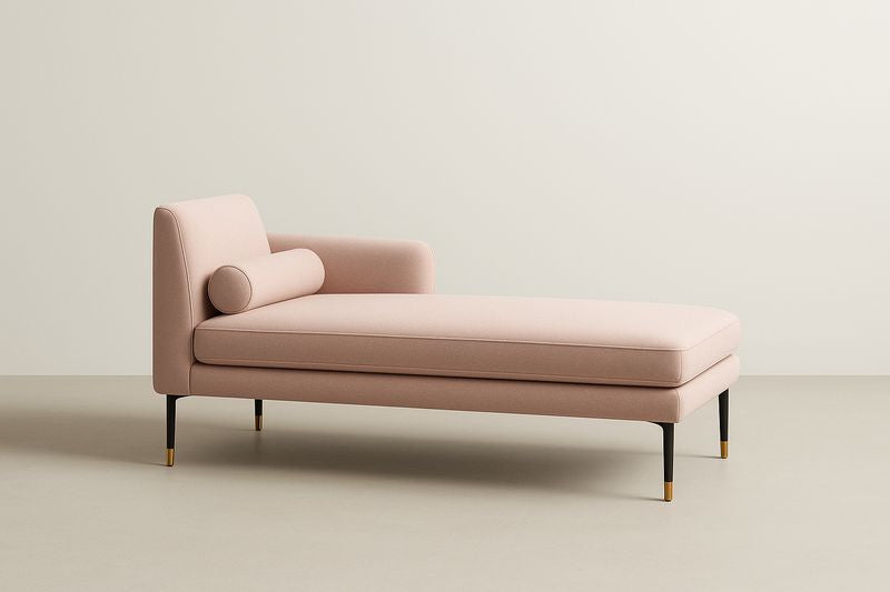 Méridienne en tissu avec pieds en métal Rose 180cm