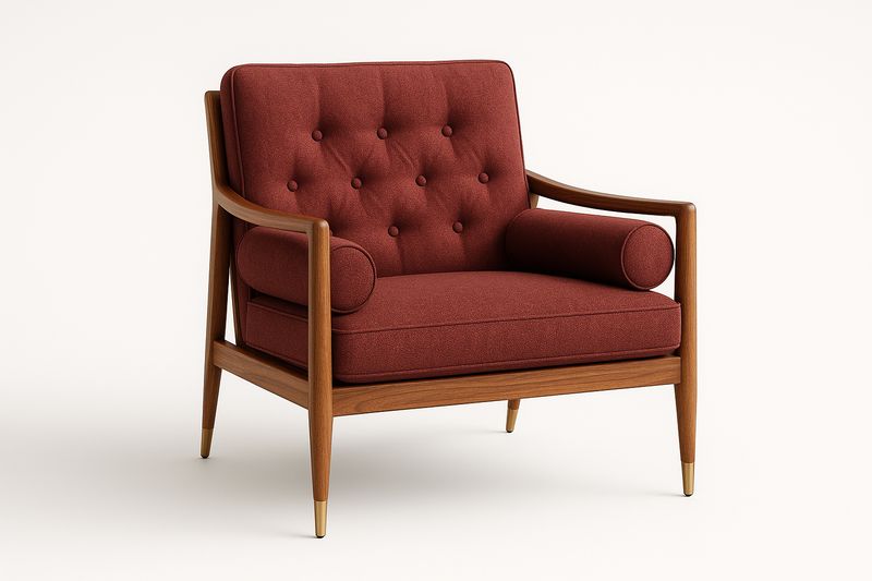 Fauteuil en Bois et Tissu Rouge
