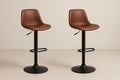 Lot de 2 tabourets de bar réglables en similicuir marron et acier noir