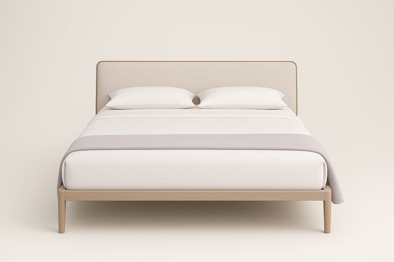 Lit en bois massif avec tête de lit rembourrée 200x160 cm