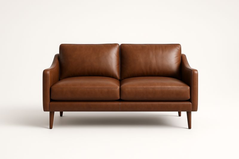 Canapé 2 Places en Cuir Marron
