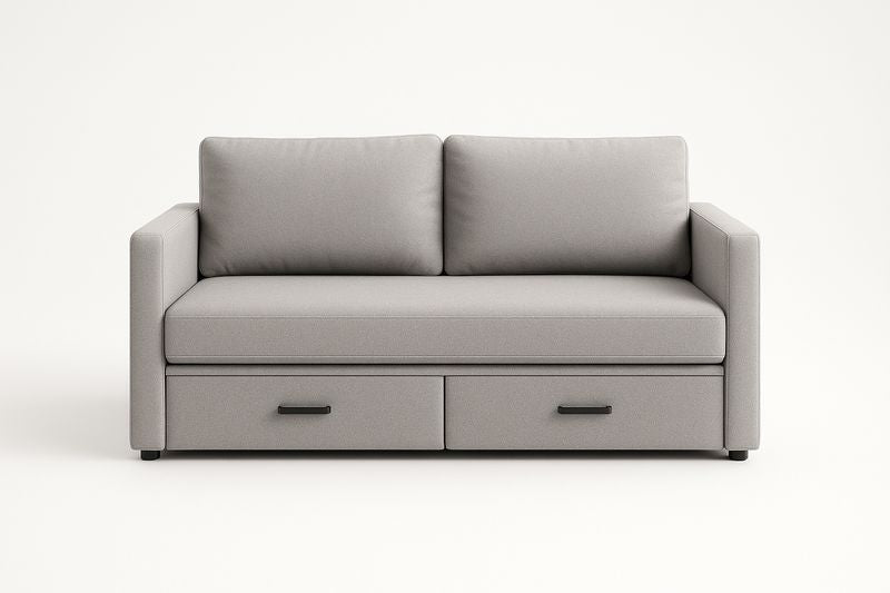 Canapé-lit convertible en tissu gris avec rangement 200cm