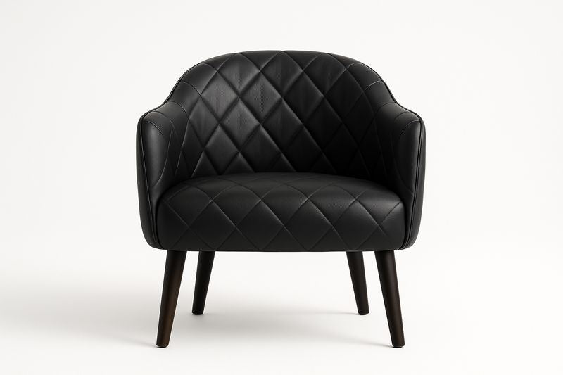Fauteuil en Cuir PU Noir avec Pieds en Bois