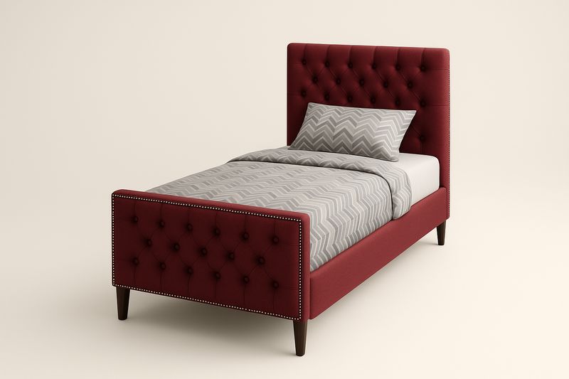 Lit simple tissu et bois Rouge 100x200 cm