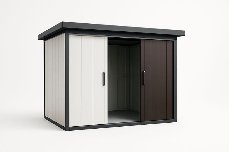 Abri de Jardin en Métal Bicolore à Portes Coulissantes 213x130x170 cm