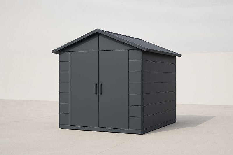 Abri de jardin en plastique gris 200 cm x 150 cm x 180 cm