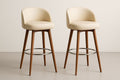 Lot de 2 tabourets de bar en similicuir Beige avec pieds en bois