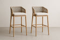 Lot de 2 tabourets de bar en bois et fibre synthétique Beige/Blanc