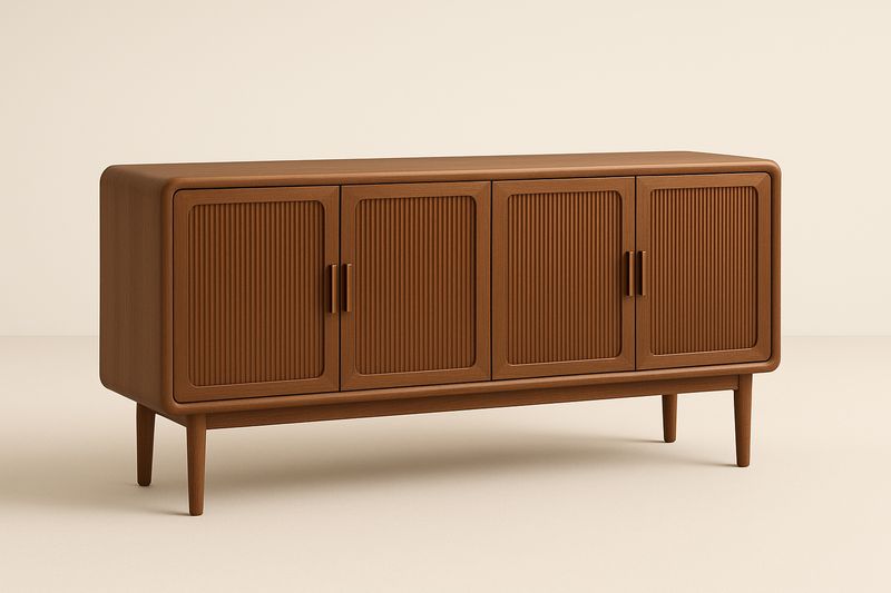 Buffet en bois avec portes nervurées 160x45x75 cm