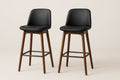 Lot de 2 tabourets de bar en simili cuir noir et bois