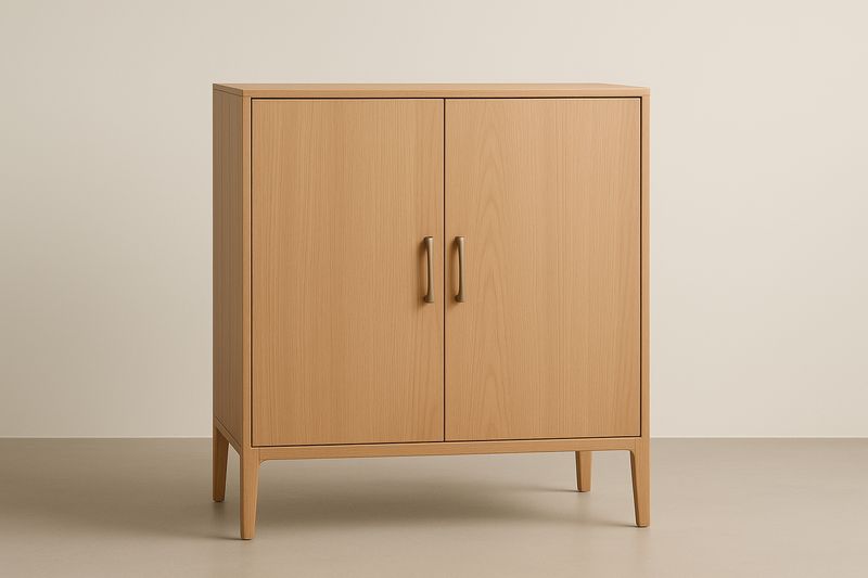 Buffet en bois massif chêne clair avec portes doubles