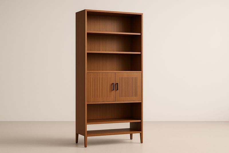 Bibliothèque en bois avec portes et étagères