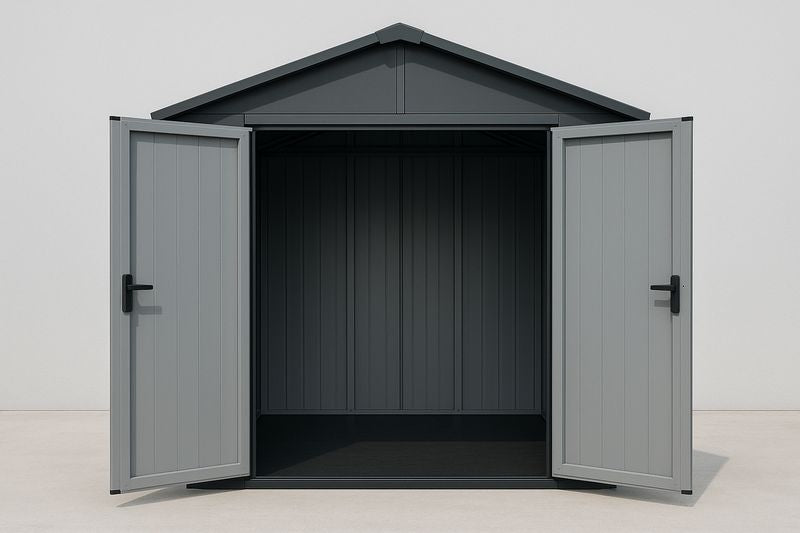Abri de jardin en métal renforcé Gris 3x2 m avec portes doubles